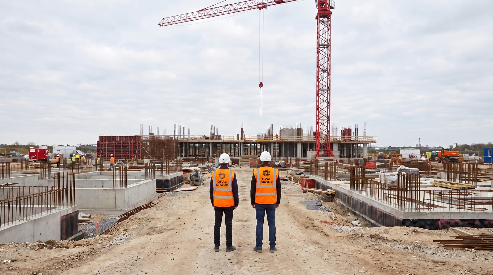 Two OPAL Group engineers reviewing progress on site